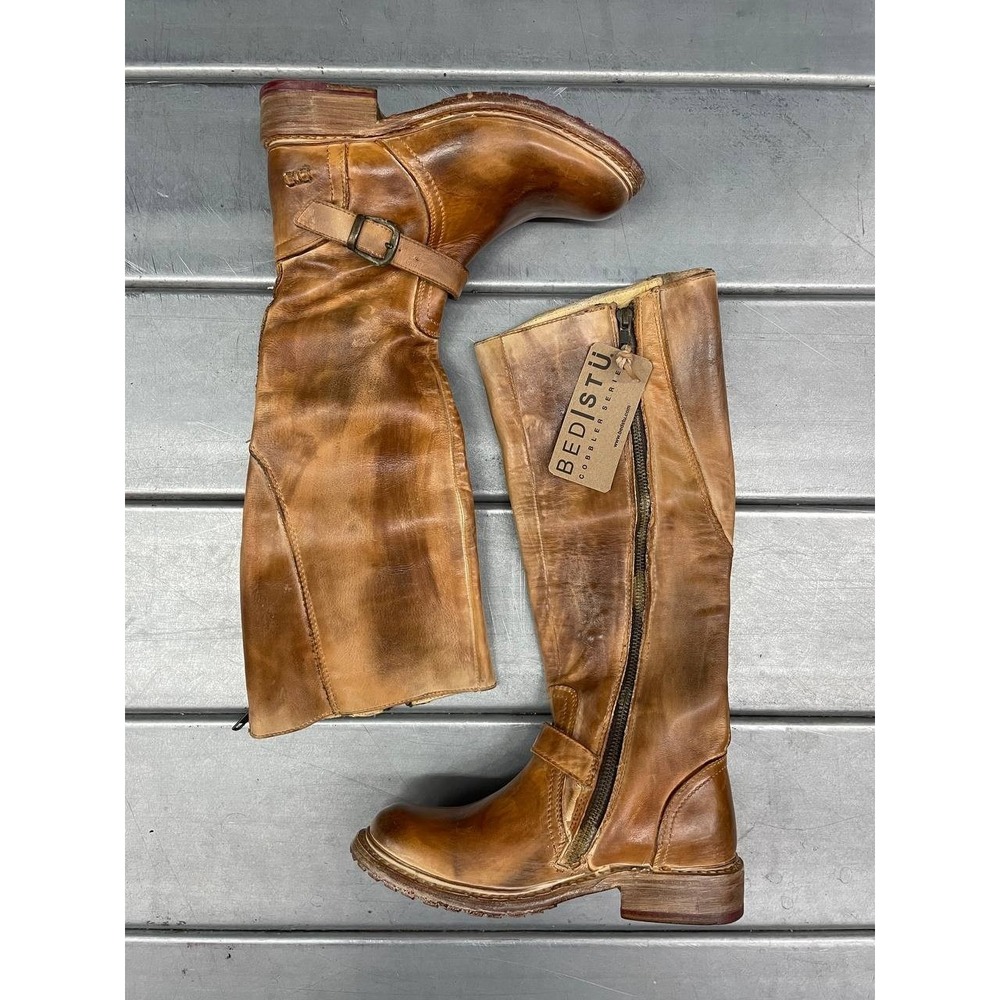 Bed Stu Cobbler Series Glaye Riding Boots Womens 6 Brown Leather Tall Boots‎